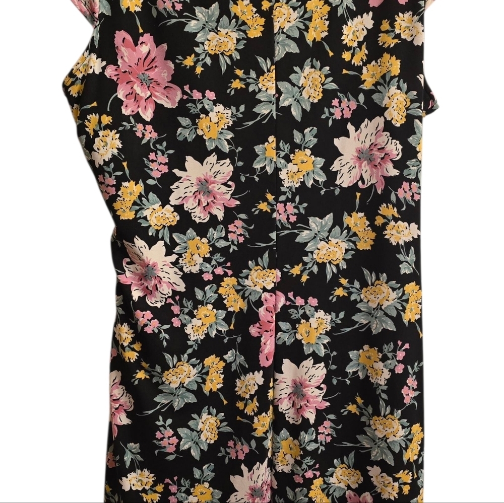 NWT AA Studio Black Floral Faux Wrap Midi Dress - Picture 4 of 4